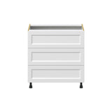 Hugo&Borg Riviera 33-in W x 34.5-in H x 24-in D Bright White 3-Drawer Base Fully Assembled Cabinet (Recessed Panel Style)