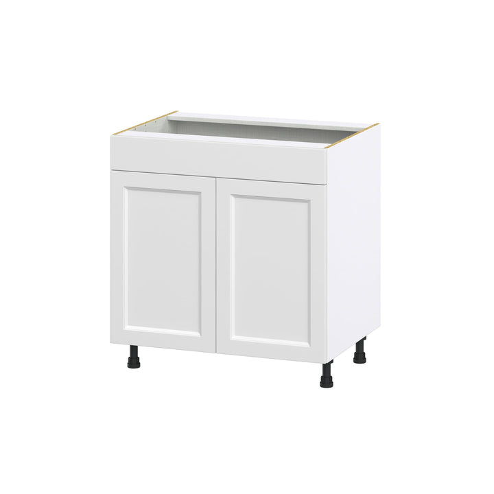 Hugo&Borg Riviera 33-in W x 34.5-in H x 24-in D Bright White Sink Base Fully Assembled Cabinet (Recessed Panel Shaker Style)