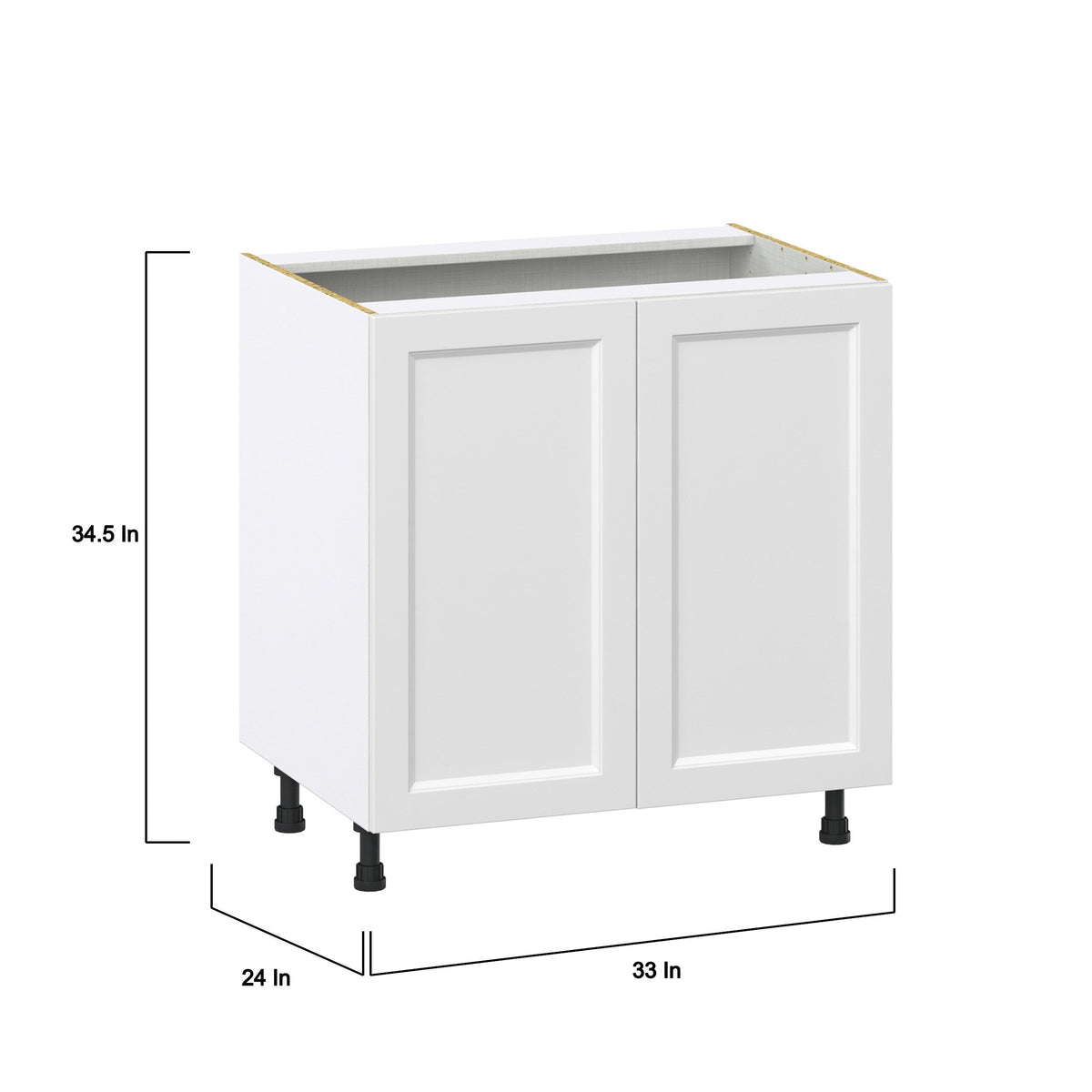 Hugo&Borg Riviera 33-in W x 34.5-in H x 24-in D Bright White Sink Base Fully Assembled Cabinet (Recessed Panel Shaker Style)
