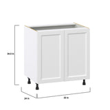 Hugo&Borg Riviera 33-in W x 34.5-in H x 24-in D Bright White Sink Base Fully Assembled Cabinet (Recessed Panel Shaker Style)