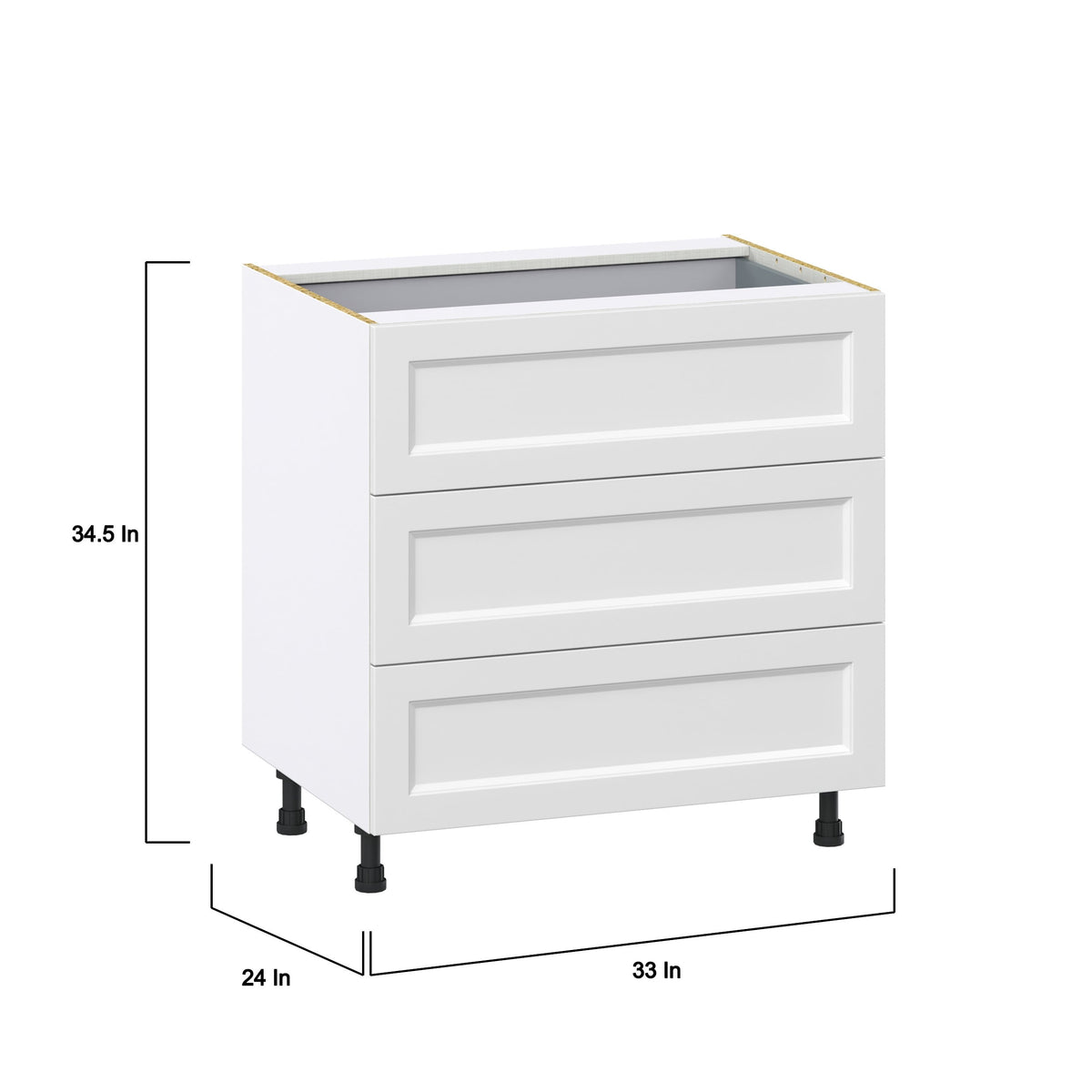 Hugo&Borg Riviera 33-in W x 34.5-in H x 24-in D Bright White 4-Drawer Base Fully Assembled Cabinet (Recessed Panel Style)