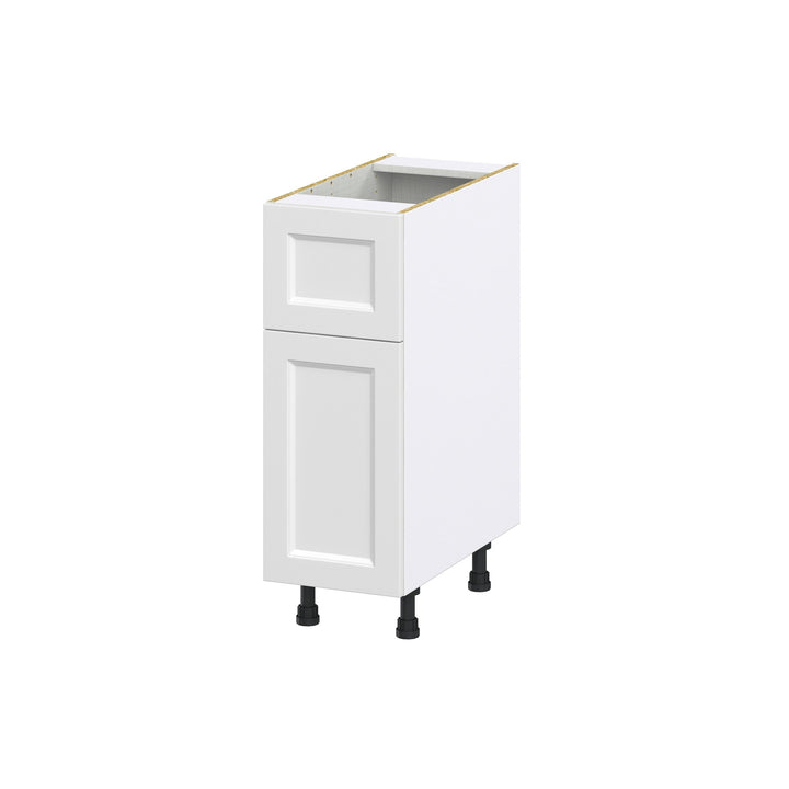 Hugo&Borg Riviera 12-in W x 34.5-in H x 25-in D Bright White 1-Drawer Base Fully Assembled Cabinet (Recessed Panel Shaker Style)
