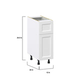 Hugo&Borg Riviera 12-in W x 34.5-in H x 25-in D Bright White 1-Drawer Base Fully Assembled Cabinet (Recessed Panel Shaker Style)