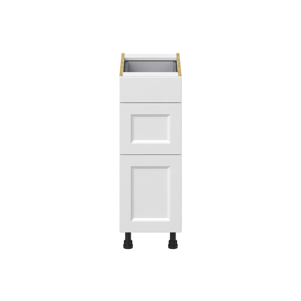 Hugo&Borg Riviera 12-in W x 34.5-in H x 24-in D Bright White 3-Drawer Base Fully Assembled Cabinet (Recessed Panel Style)