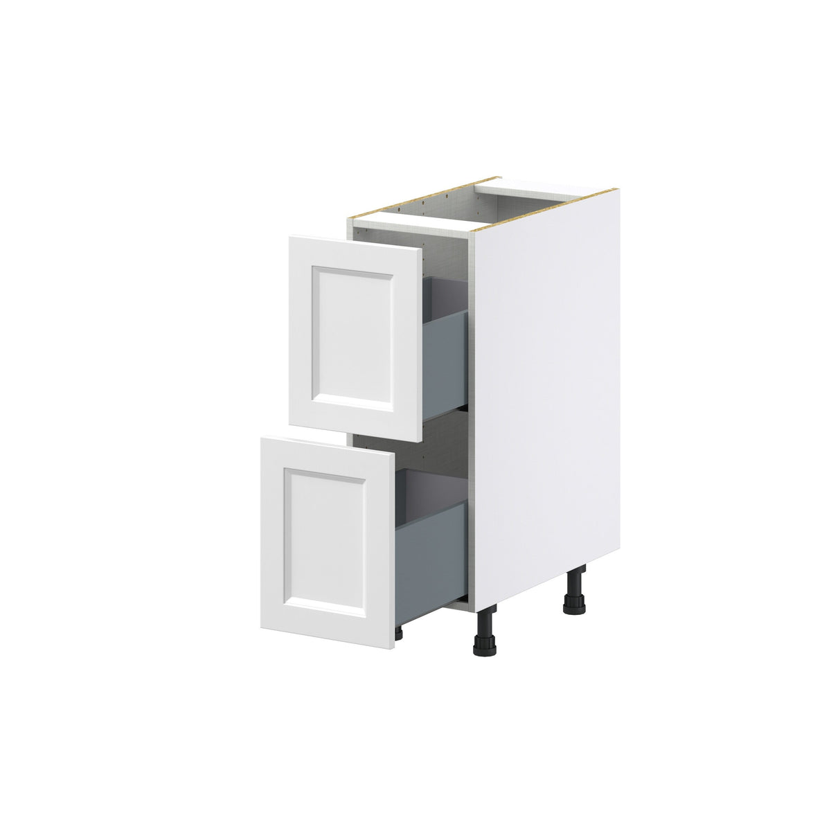 Hugo&Borg Riviera 12-in W x 34.5-in H x 24-in D Bright White 2-Drawer Base Fully Assembled Cabinet (Recessed Panel Style)