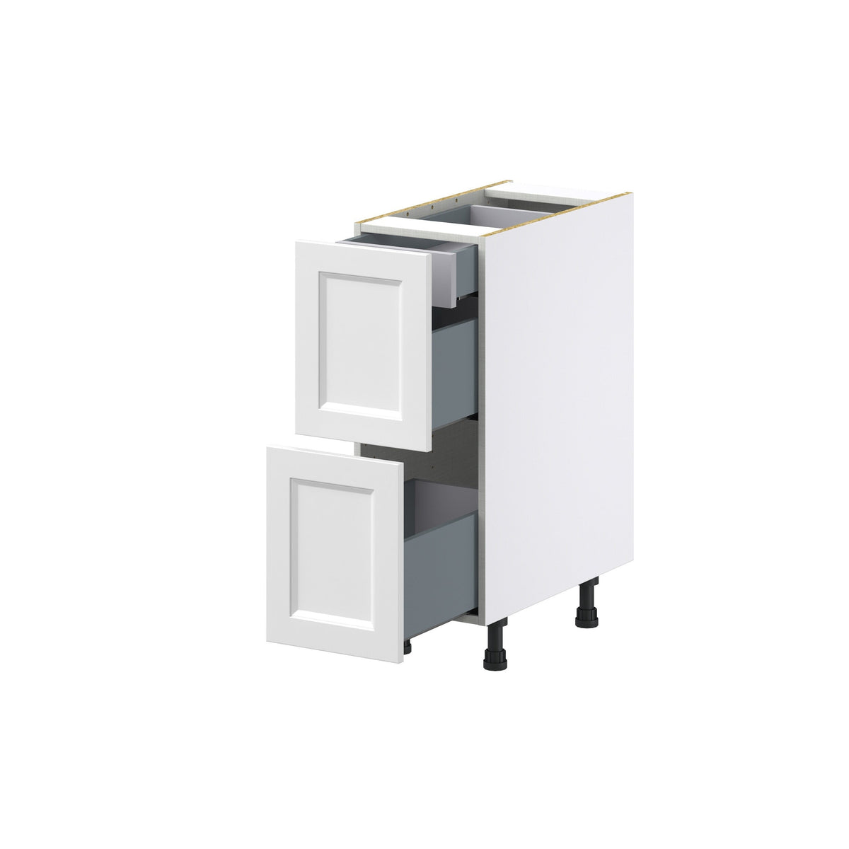 Hugo&Borg Riviera 12-in W x 34.5-in H x 24-in D Bright White 3-Drawer Base Fully Assembled Cabinet (Recessed Panel Style)