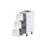 Hugo&Borg Riviera 12-in W x 34.5-in H x 24-in D Bright White 3-Drawer Base Fully Assembled Cabinet (Recessed Panel Style)