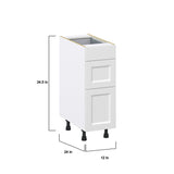 Hugo&Borg Riviera 12-in W x 34.5-in H x 24-in D Bright White 3-Drawer Base Fully Assembled Cabinet (Recessed Panel Style)