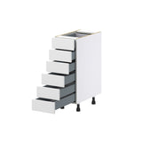 Hugo&Borg Riviera 12-in W x 34.5-in H x 24-in D Bright White 6-Drawer Base Fully Assembled Cabinet (Recessed Panel Style)