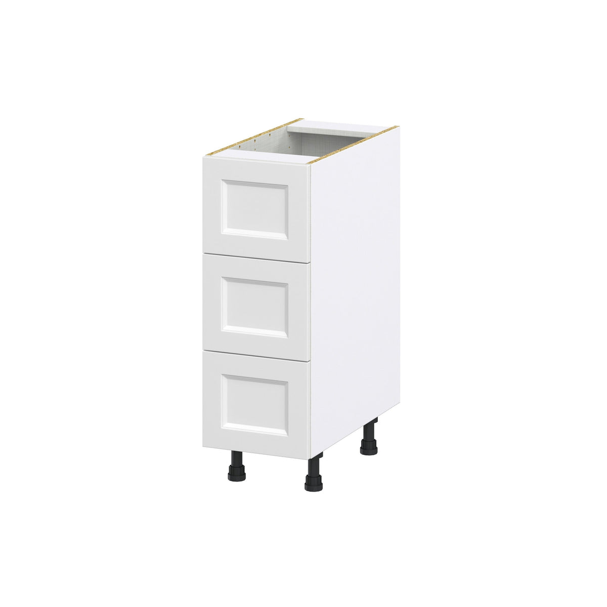 Hugo&Borg Riviera 12-in W x 34.5-in H x 24-in D Bright White 3-Drawer Base Fully Assembled Cabinet (Recessed Panel Style)
