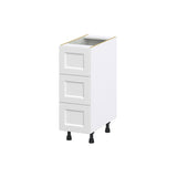 Hugo&Borg Riviera 12-in W x 34.5-in H x 24-in D Bright White 3-Drawer Base Fully Assembled Cabinet (Recessed Panel Style)