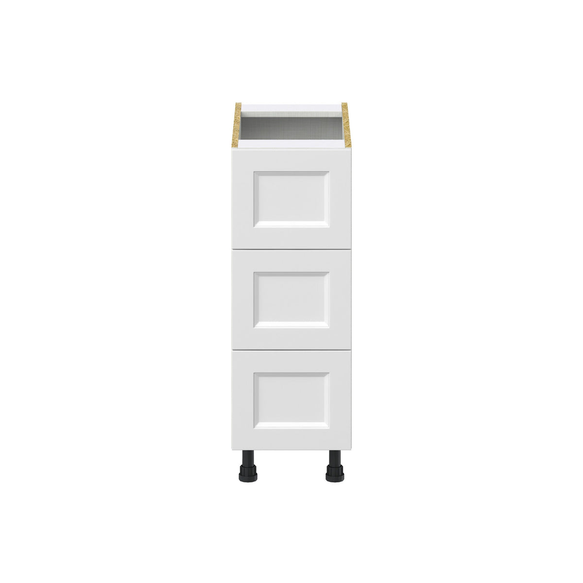 Hugo&Borg Riviera 12-in W x 34.5-in H x 24-in D Bright White 3-Drawer Base Fully Assembled Cabinet (Recessed Panel Style)