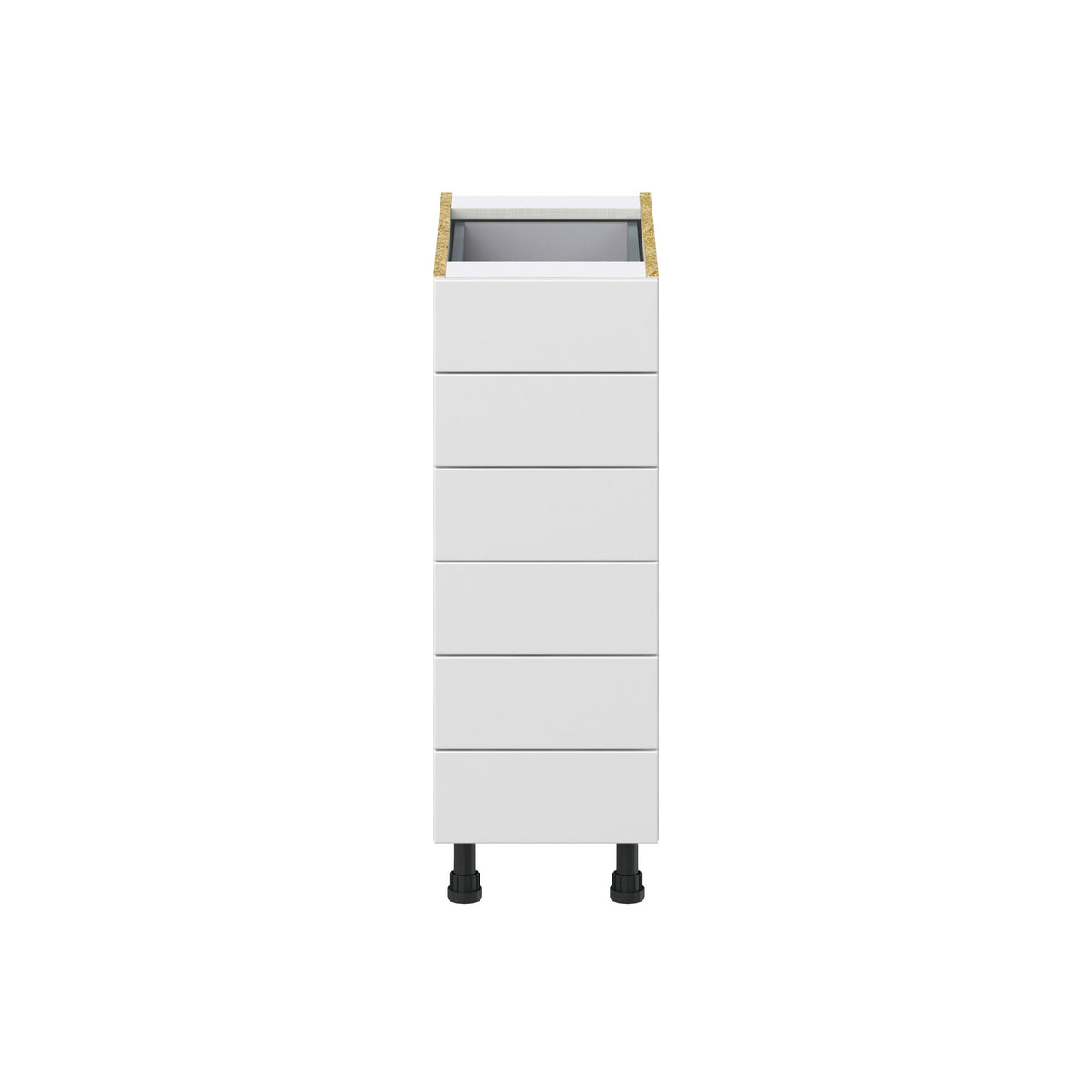 Hugo&Borg Riviera 12-in W x 34.5-in H x 24-in D Bright White 6-Drawer Base Fully Assembled Cabinet (Recessed Panel Style)