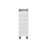Hugo&Borg Riviera 12-in W x 34.5-in H x 24-in D Bright White 6-Drawer Base Fully Assembled Cabinet (Recessed Panel Style)