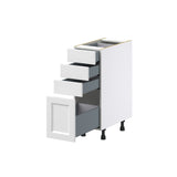 Hugo&Borg Riviera 12-in W x 34.5-in H x 24-in D Bright White 4-Drawer Base Fully Assembled Cabinet (Recessed Panel Style)