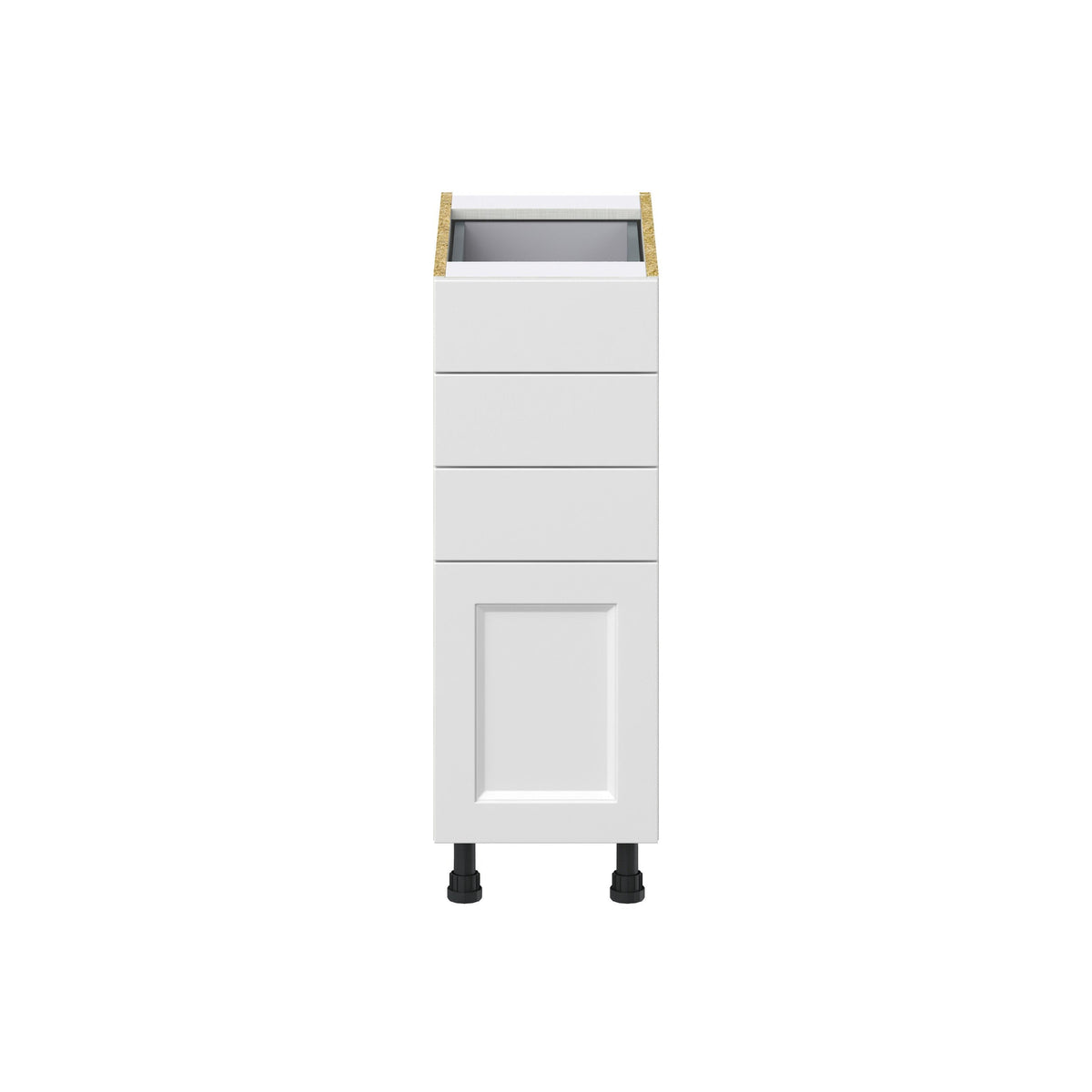 Hugo&Borg Riviera 12-in W x 34.5-in H x 24-in D Bright White 4-Drawer Base Fully Assembled Cabinet (Recessed Panel Style)