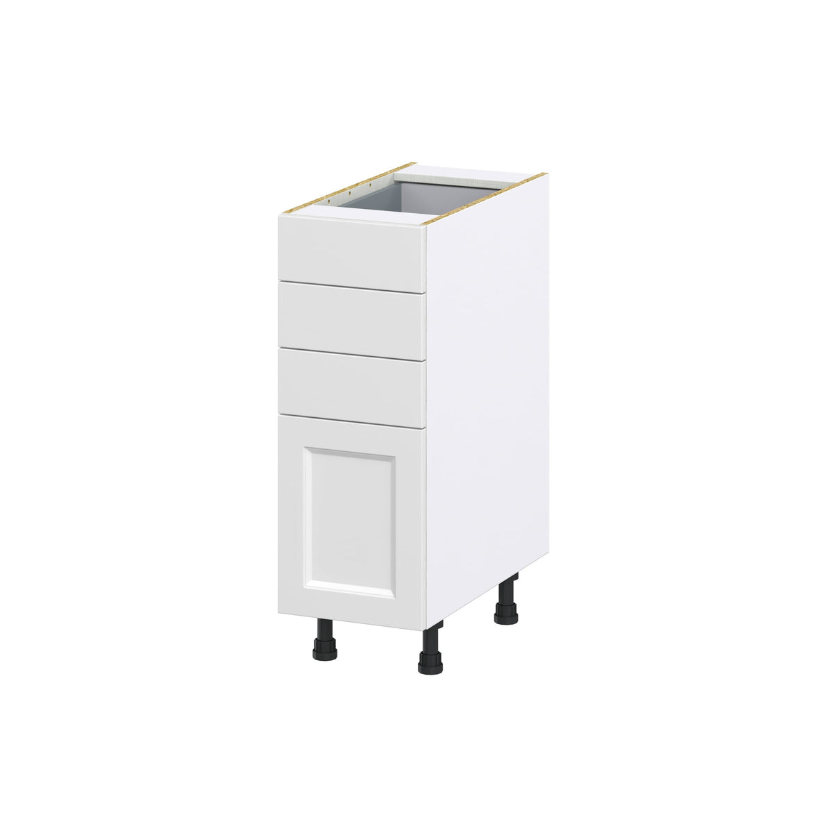 Hugo&Borg Riviera 12-in W x 34.5-in H x 24-in D Bright White 4-Drawer Base Fully Assembled Cabinet (Recessed Panel Style)