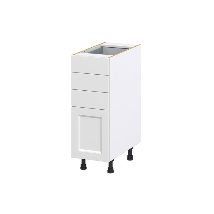 Hugo&Borg Riviera 12-in W x 34.5-in H x 24-in D Bright White 4-Drawer Base Fully Assembled Cabinet (Recessed Panel Style)
