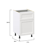Hugo&Borg Riviera 21-in W x 34.5-in H x 25-in D Bright White 1-Drawer Base Fully Assembled Cabinet (Recessed Panel Shaker Style)