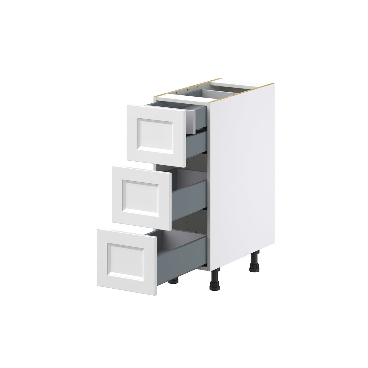 Hugo&Borg Riviera 12-in W x 34.5-in H x 24-in D Bright White 4-Drawer Base Fully Assembled Cabinet (Recessed Panel Style)