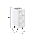 Hugo&Borg Riviera 12-in W x 34.5-in H x 24-in D Bright White 4-Drawer Base Fully Assembled Cabinet (Recessed Panel Style)