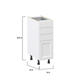 Hugo&Borg Riviera 12-in W x 34.5-in H x 24-in D Bright White 4-Drawer Base Fully Assembled Cabinet (Recessed Panel Style)