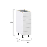 Hugo&Borg Riviera 12-in W x 34.5-in H x 24-in D Bright White 6-Drawer Base Fully Assembled Cabinet (Recessed Panel Style)