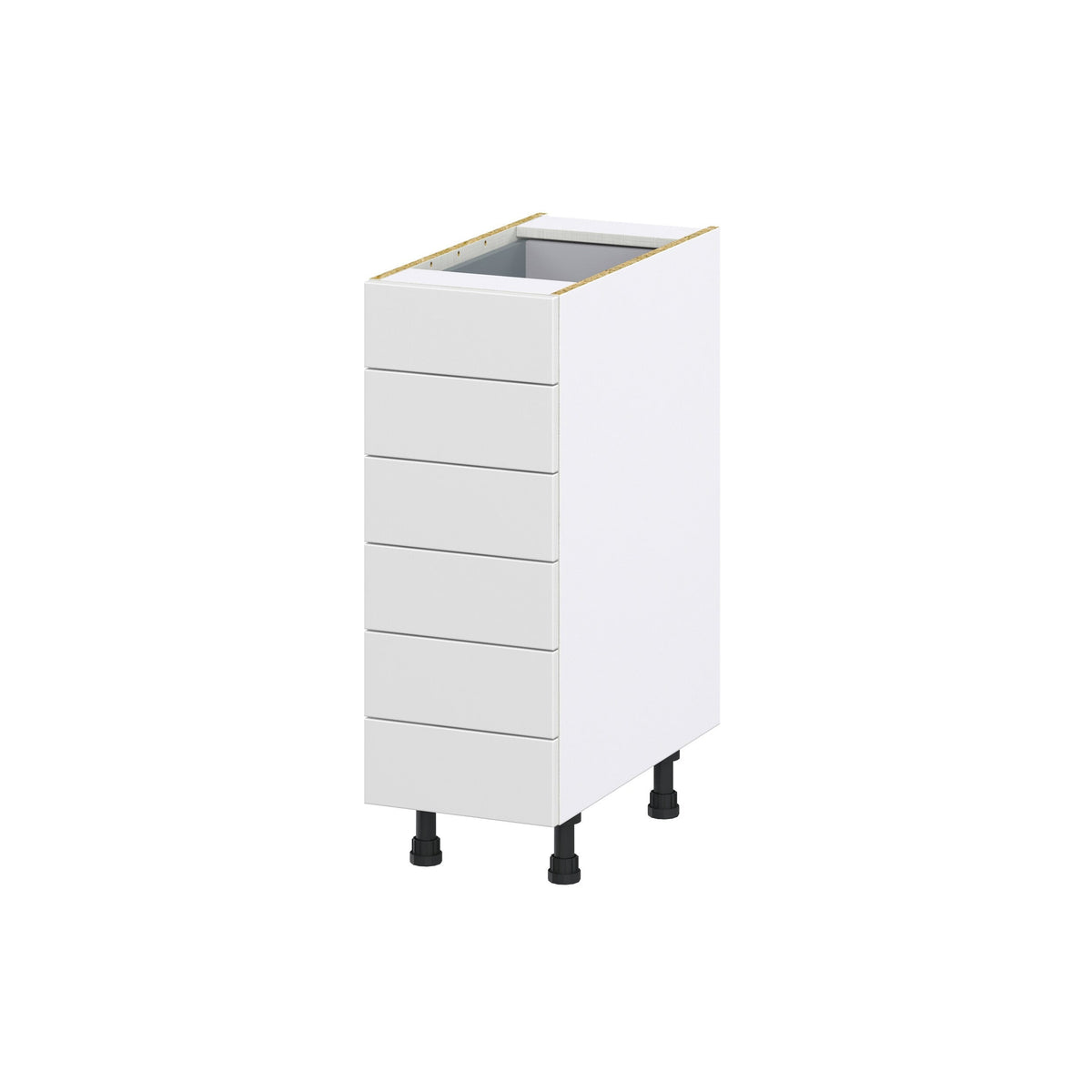 Hugo&Borg Riviera 12-in W x 34.5-in H x 24-in D Bright White 6-Drawer Base Fully Assembled Cabinet (Recessed Panel Style)