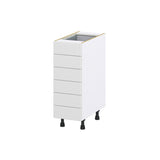 Hugo&Borg Riviera 12-in W x 34.5-in H x 24-in D Bright White 6-Drawer Base Fully Assembled Cabinet (Recessed Panel Style)