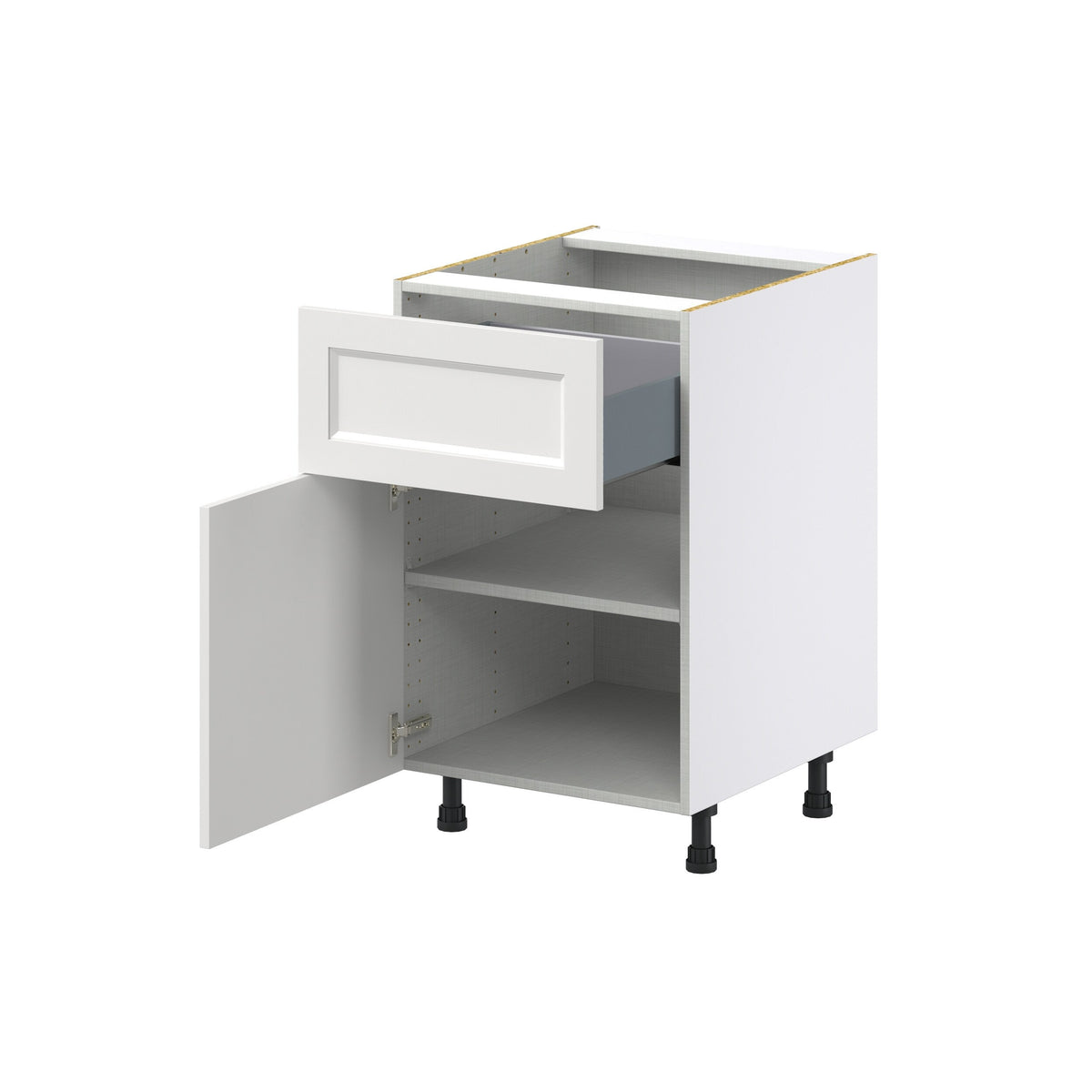 Hugo&Borg Riviera 21-in W x 34.5-in H x 25-in D Bright White 1-Drawer Base Fully Assembled Cabinet (Recessed Panel Shaker Style)