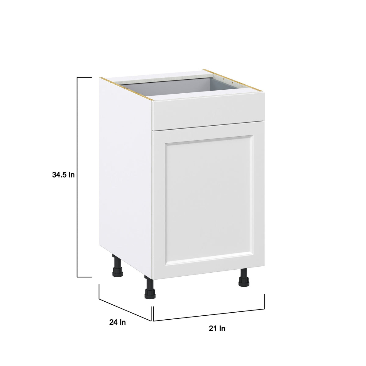 Hugo&Borg Riviera 21-in W x 34.5-in H x 24-in D Bright White 1-Drawer Base Fully Assembled Cabinet (Recessed Panel Shaker Style)
