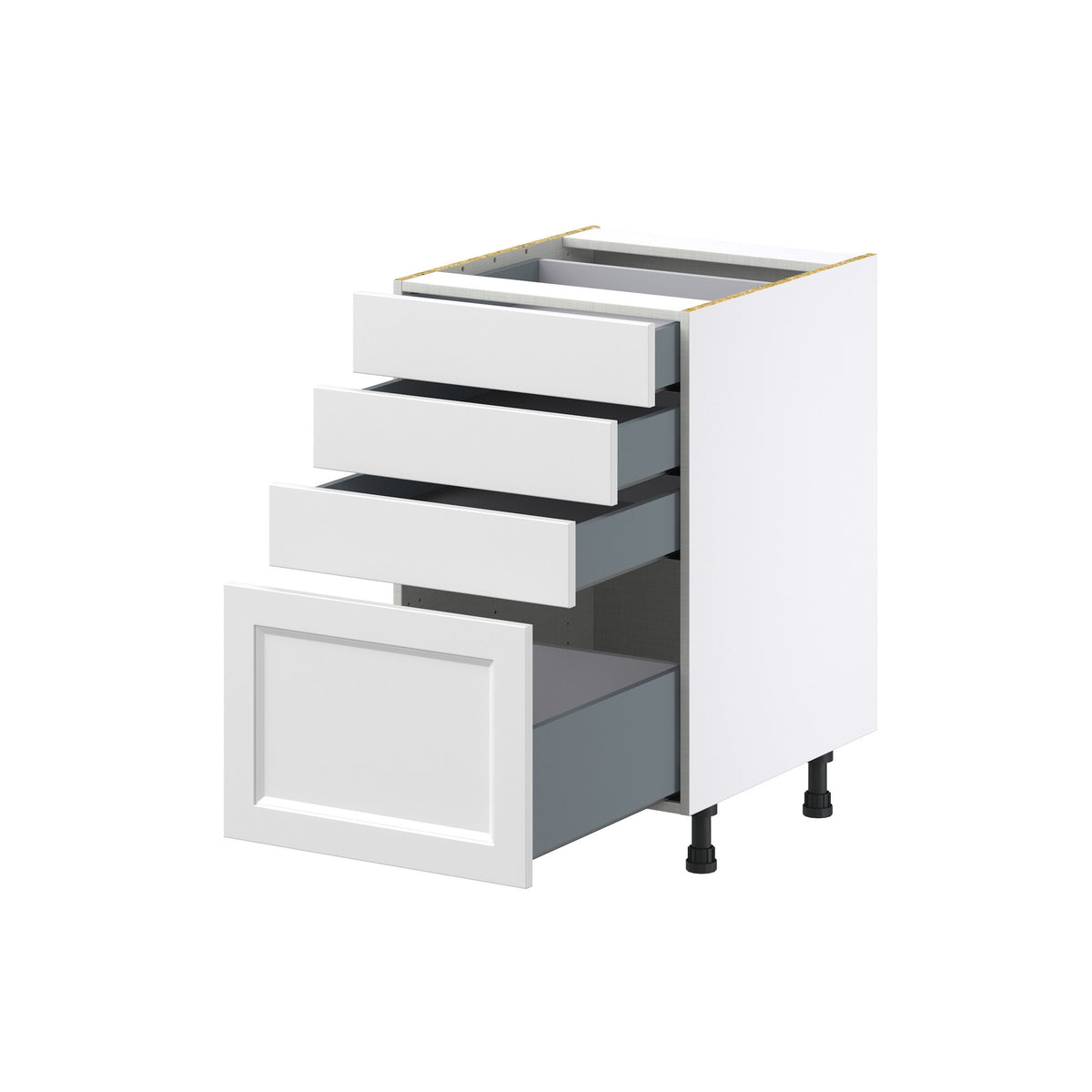 Hugo&Borg Riviera 21-in W x 34.5-in H x 24-in D Bright White 4-Drawer Base Fully Assembled Cabinet (Recessed Panel Style)