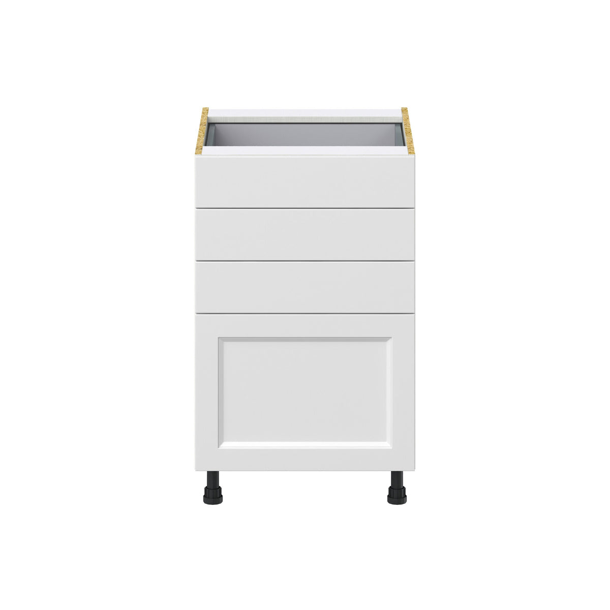 Hugo&Borg Riviera 21-in W x 34.5-in H x 24-in D Bright White 4-Drawer Base Fully Assembled Cabinet (Recessed Panel Style)