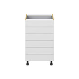 Hugo&Borg Riviera 21-in W x 34.5-in H x 24-in D Bright White 6-Drawer Base Fully Assembled Cabinet (Recessed Panel Style)