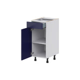 Hugo&Borg Lorette 15-in W x 34.5-in H x 21-in D Navy Blue 1-Drawer Base Fully Assembled Cabinet (Recessed Panel Shaker Door Style)