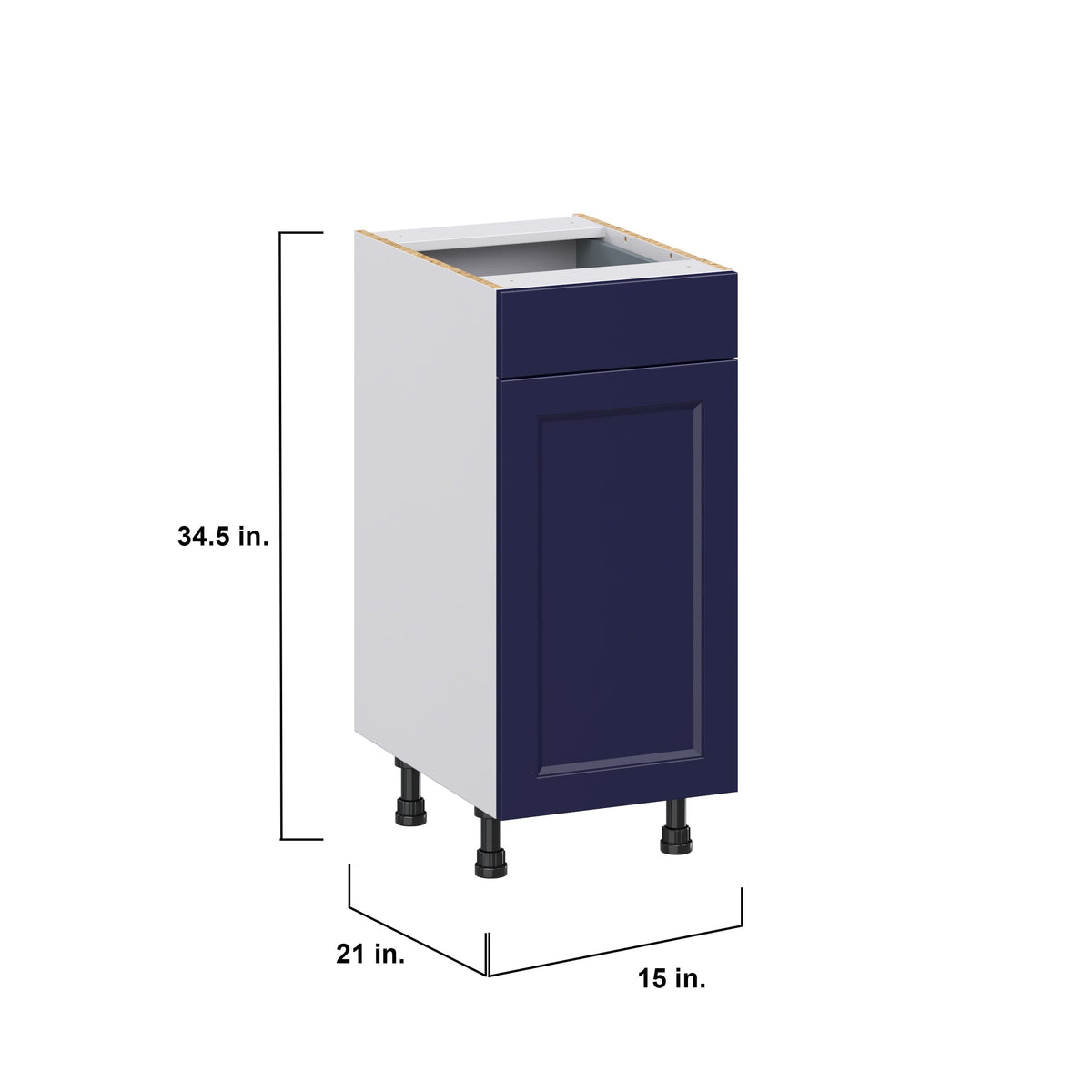 Hugo&Borg Lorette 15-in W x 34.5-in H x 21-in D Navy Blue 1-Drawer Base Fully Assembled Cabinet (Recessed Panel Shaker Door Style)