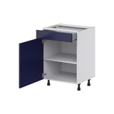 Hugo&Borg Lorette 24-in W x 34.5-in H x 21-in D Navy Blue 1-Drawer Base Fully Assembled Cabinet (Recessed Panel Shaker Door Style)
