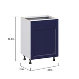 Hugo&Borg Lorette 24-in W x 34.5-in H x 21-in D Navy Blue 1-Drawer Base Fully Assembled Cabinet (Recessed Panel Shaker Door Style)