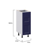 Hugo&Borg Lorette 12-in W x 34.5-in H x 21-in D Navy Blue 3-Drawer Base Fully Assembled Cabinet (Recessed Panel Style)