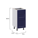 Hugo&Borg Lorette 15-in W x 34.5-in H x 21-in D Navy Blue 3-Drawer Base Fully Assembled Cabinet (Recessed Panel Style)