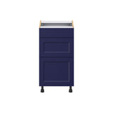 Hugo&Borg Lorette 18-in W x 34.5-in H x 21-in D Navy Blue 3-Drawer Base Fully Assembled Cabinet (Recessed Panel Style)