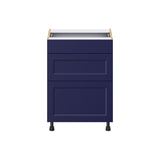 Hugo&Borg Lorette 24-in W x 34.5-in H x 21-in D Navy Blue 3-Drawer Base Fully Assembled Cabinet (Recessed Panel Style)