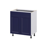 Hugo&Borg Lorette 30-in W x 34.5-in H x 21-in D Navy Blue Sink Base Fully Assembled Cabinet (Recessed Panel Shaker Style)