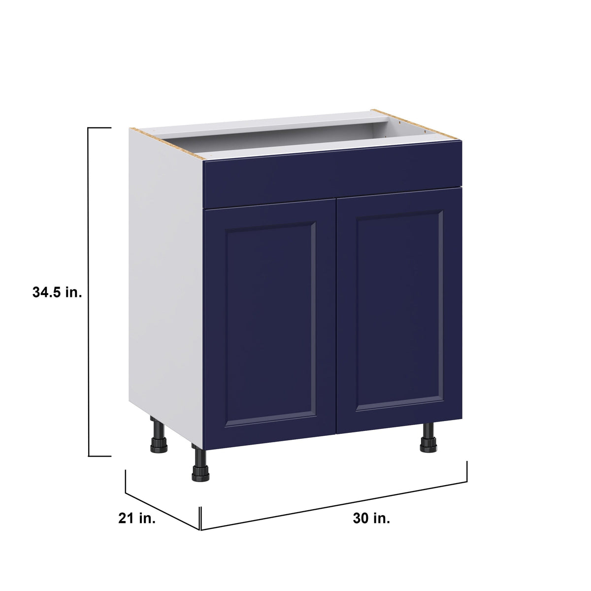 Hugo&Borg Lorette 30-in W x 34.5-in H x 21-in D Navy Blue Sink Base Fully Assembled Cabinet (Recessed Panel Shaker Style)
