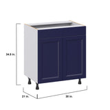 Hugo&Borg Lorette 30-in W x 34.5-in H x 21-in D Navy Blue Sink Base Fully Assembled Cabinet (Recessed Panel Shaker Style)
