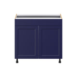 Hugo&Borg Lorette 36-in W x 34.5-in H x 21-in D Navy Blue Sink Base Fully Assembled Cabinet (Recessed Panel Shaker Style)