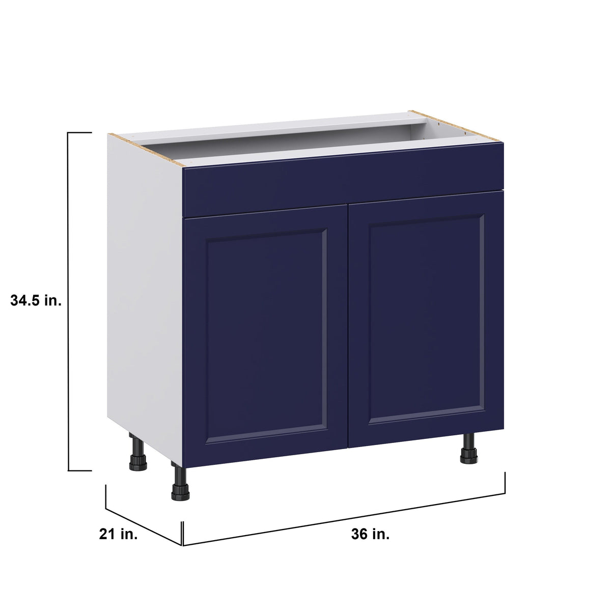 Hugo&Borg Lorette 36-in W x 34.5-in H x 21-in D Navy Blue Sink Base Fully Assembled Cabinet (Recessed Panel Shaker Style)