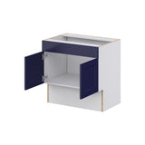 Hugo&Borg Lorette 30-in W x 30-in H x 21-in D Navy Blue Base Fully Assembled Cabinet (Recessed Panel Shaker Door Style)