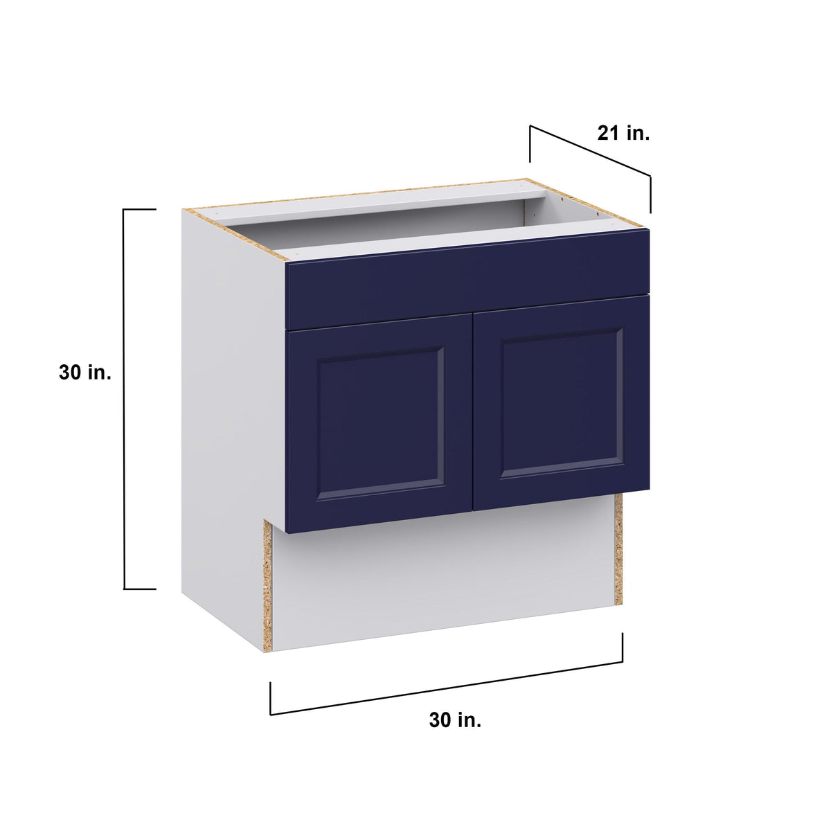 Hugo&Borg Lorette 30-in W x 30-in H x 21-in D Navy Blue Base Fully Assembled Cabinet (Recessed Panel Shaker Door Style)