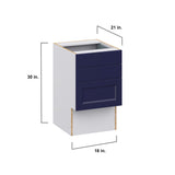 Hugo&Borg Lorette 18-in W x 30-in H x 21-in D Navy Blue 3-Drawer Base Fully Assembled Cabinet (Recessed Panel Style)